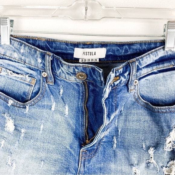 Pistola Winston High Rise Distressed Cutoff Denim Shorts Sz 28 - Picture 5 of 13